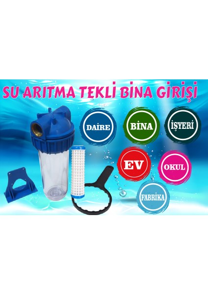 Daire, Bina, Şebeke Girişi Yıkanabilir Filtreli Su Arıtma Kabı modelleri