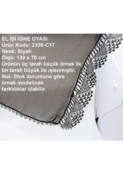 El Işi Iğne Oyası Namaz Örtüsü 2336-C17 Siyah