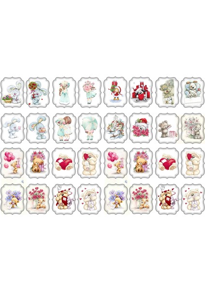 Ayıcıklı Pul Sticker 3 x 4 cm