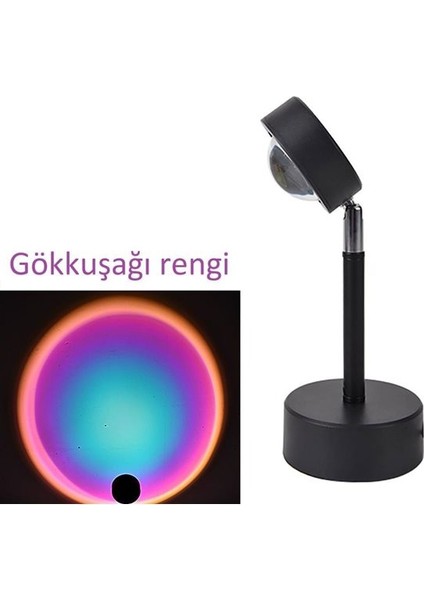 Günbatımı Efekti 180 Derece Dönen USB Atmosfer Fotoğraf Lambası - Rainbow