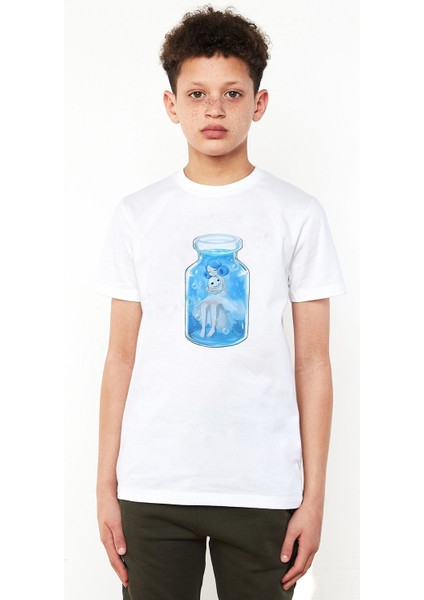Anime Fairy Tail Glass Guild Emblem Baskılı Unisex Çocuk Beyaz T-Shirt