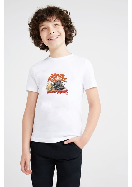 Ghost Rıder Spırıts Of Vengeance Baskılı Unisex Çocuk Beyaz T-Shirt