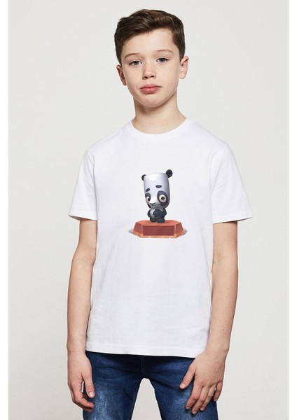 Ollie Zooba Battle Royale Baskılı Unisex Çocuk Beyaz T-Shirt