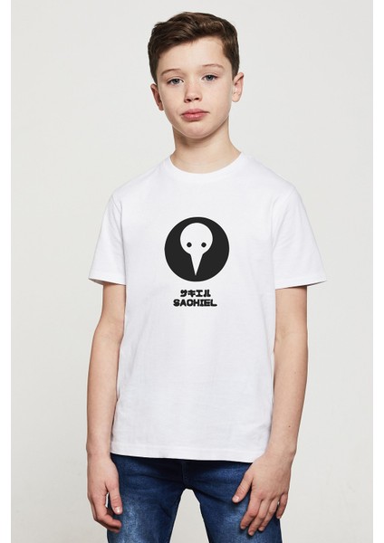 Evangelion Sachıel Baskılı Unisex Çocuk Beyaz T-Shirt