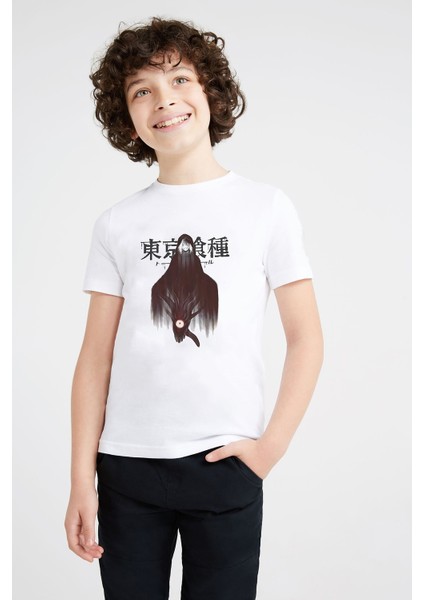 Anime Tokyo Ghoul Anteiku Baskılı Unisex Çocuk Beyaz T-Shirt