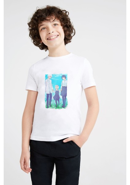 Anime Tokyo Ghoul Anteiku Baskılı Unisex Çocuk Beyaz T-Shirt