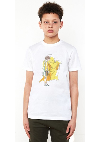 Anime One Punch Man Baskılı Unisex Çocuk Beyaz T-Shirt