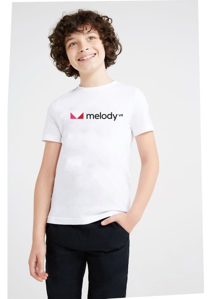 Melody Vr Android Logo Baskılı Unisex Çocuk Beyaz T-Shirt