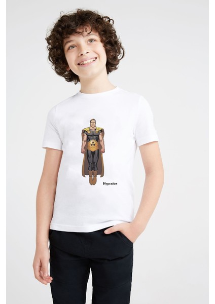 Hyperion Baskılı Unisex Çocuk Beyaz T-Shirt