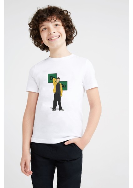 Breaking Bad Jesse Baskılı Unisex Çocuk Beyaz T-Shirt