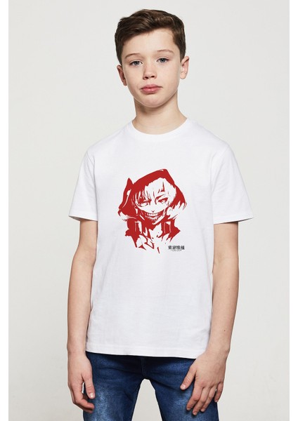 Anime Tokyo Ghoul Anteiku Baskılı Unisex Çocuk Beyaz T-Shirt
