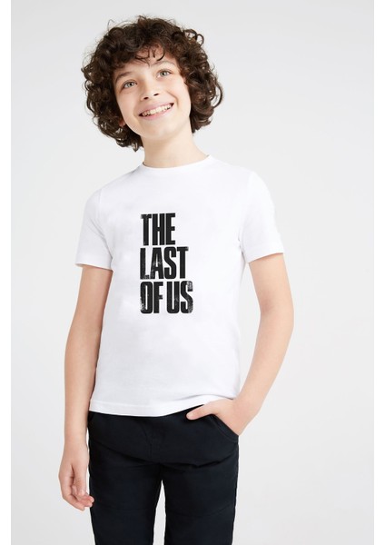 The Last Of Us Eskitme Yazlı Baskılı Unisex Çocuk Beyaz T-Shirt