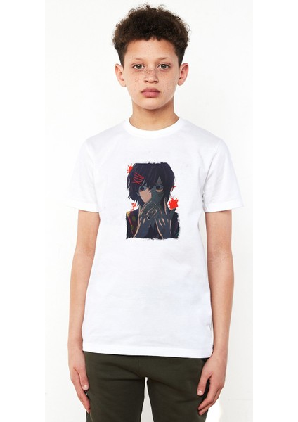 Anime Tokyo Ghoul Anteiku Kaneki Baskılı Unisex Çocuk Beyaz T-Shirt
