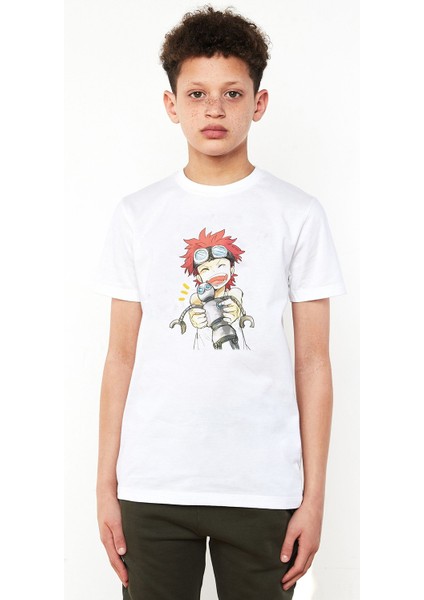 Anime One Piece Baskılı Unisex Çocuk Beyaz T-Shirt