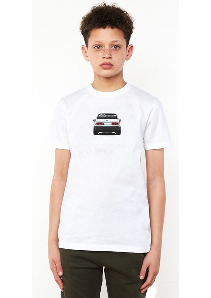Şahin Modifiyeli Arka Müslüm Gürses Baskılı Unisex Çocuk Beyaz T-Shirt