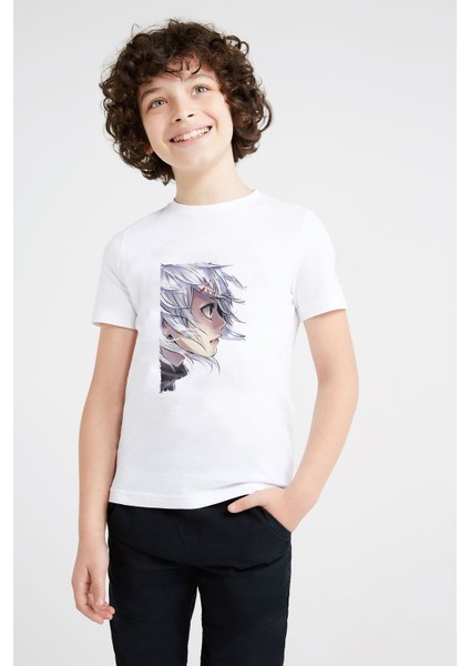 Anime Tokyo Ghoul Anteiku Baskılı Unisex Çocuk Beyaz T-Shirt