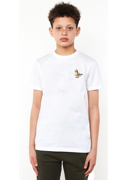 Pokemon Avengermon Pidgey Poppo Baskılı Unisex Çocuk Beyaz T-Shirt