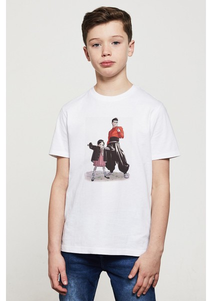 Anime One Punch Man Baskılı Unisex Çocuk Beyaz T-Shirt