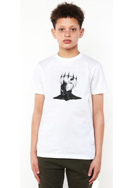 Anime Tokyo Ghoul Anteiku Baskılı Unisex Çocuk Beyaz T-Shirt