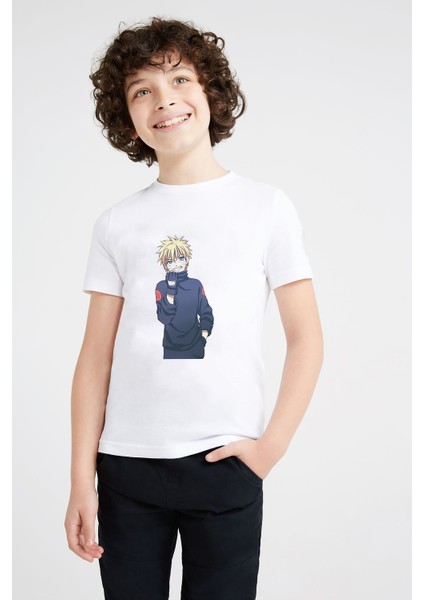 Anime Naruto Slugfest Baskılı Unisex Çocuk Beyaz T-Shirt