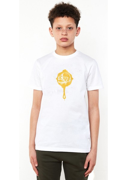 Pubg Tava 3 Lvl Kask Baskılı Unisex Çocuk Beyaz T-Shirt
