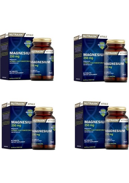 250 Mg Magnezyum Takviyesi 60 Tablet X4 Adet