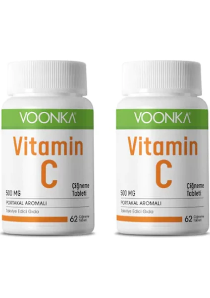 Portakal Aromalı C Vitamini 62 Çiğneme Tableti X2 Adet