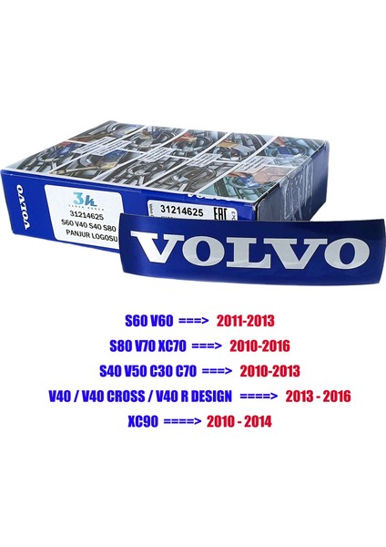 3k Volvo S40 V40 C30 C70 S80 S60 XC90 Panjur Logo Amblem