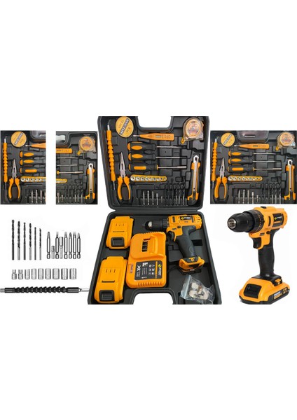 Japon Tools 92vf 12mhÇift Akülü 99 PARÇA Full TAMİR SETİ Şarjlı Vidalama Matkap