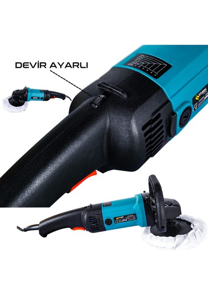 Power Tools Professional 1300 Watt DEVİR AYARLI  125 mm Avuç Içi Taşlama Makinesi