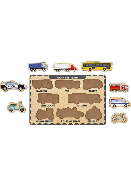 Ahşap Bul Tak Eğitici 2 Adet Yapboz Puzzle Seti