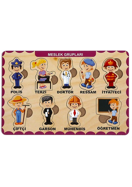 Ahşap Bul Tak Eğitici 2 Adet Yapboz Puzzle Seti
