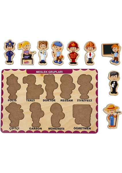 Ahşap Bul Tak Eğitici 2 Adet Yapboz Puzzle Seti