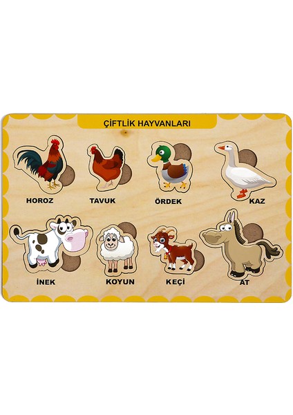 Ahşap Bul Tak Eğitici 2 Adet Yapboz Puzzle Seti