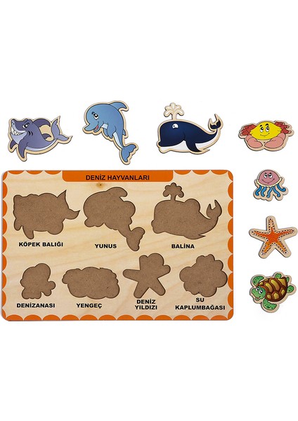 Ahşap Bul Tak Eğitici 2 Adet Yapboz Puzzle Seti