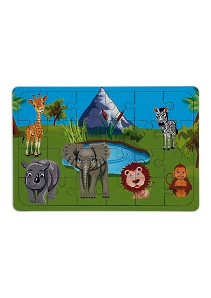 Ahşap 24 Parça Eğitici 2 Adet Yapboz Puzzle Seti