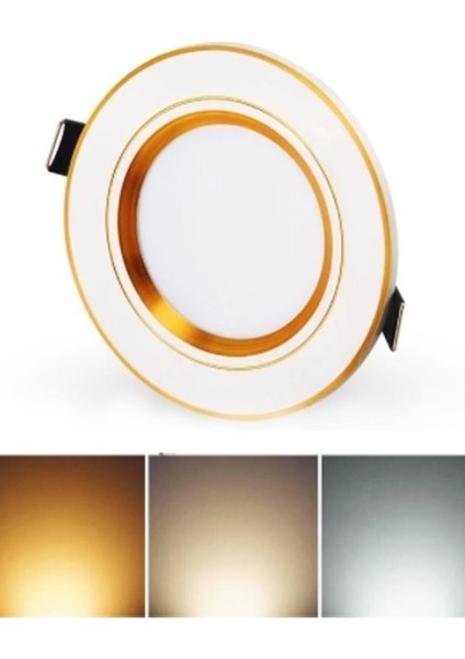 7 W 3 Renk Yanan Sıvaaltı Cob LED Spot Gold Kasa Gömme Tavan Armatürü