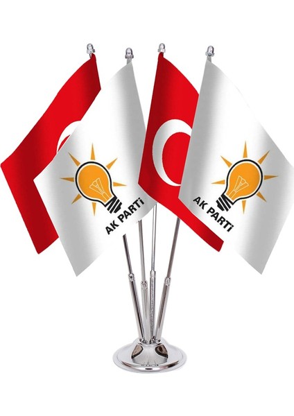 Dörtlü Akparti Masa Bayrağı Takımı