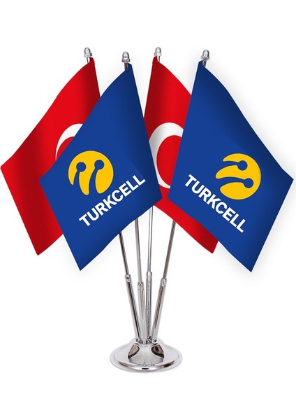 Dörtlü Turkcell Masa Bayrağı Takımı