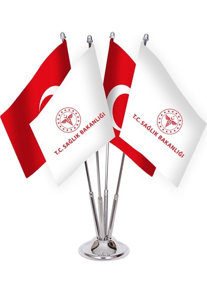 Dörtlü T.C Sağlık Bakanlığı Masa Bayrağı Takımı