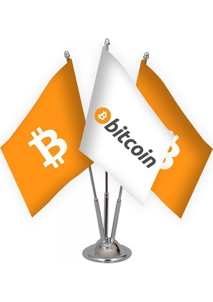 Üçlü Bitcoin Masa Bayrağı Takımı