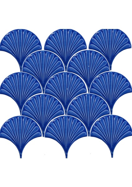 17x17 cm Kobalt İstiridye Balık Pulu Seramik