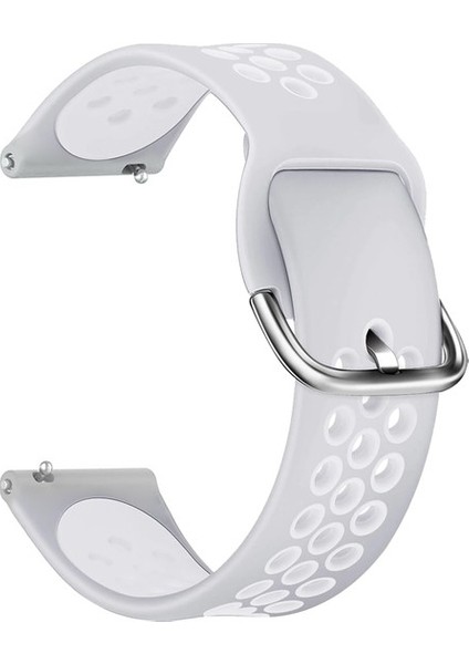 Huawei Watch Gt 2 Pro Uyumlu Kordon Ring Sport Saat Kordonu 22/K10--GRI-BEYAZ