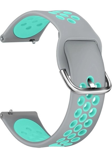 Amazfit Gtr 47MM Uyumlu Kordon Ring Sport Saat Kordonu 22/K10--GRI-TURKUAZ