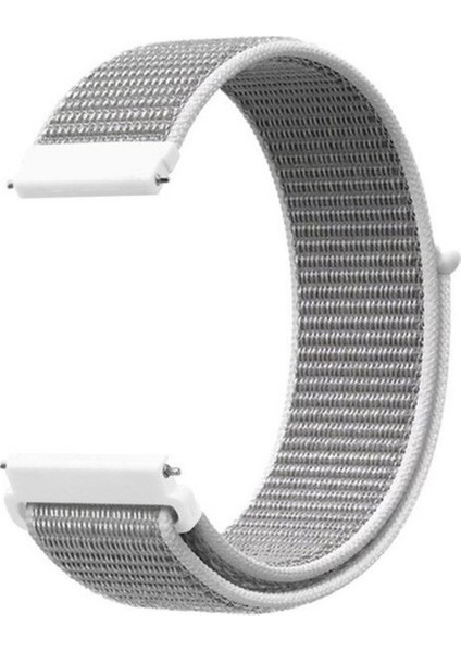 Samsung Galaxy Gear S3 46MM Uyumlu Kordon Velcro Kumaş Saat Kordonu 22/LM10--BEYAZ