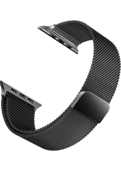 Apsuwa Apple Watch Nike 3 38MM Uyumlu Kordon Metal Hasır Örgü Saat Kordonu 38/K01--SIYAH
