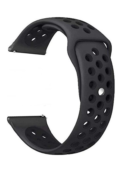 Samsung Galaxy Gear S3 46MM Uyumlu Kordon Delikli Çift Renk Saat Kordonu 22K02--SIYAH
