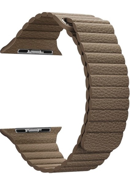 Apple Watch Edition 3 38MM Uyumlu Kordon Loop Deri Mıknatıslı Saat Kordonu 38/K09--KAHVERENGI