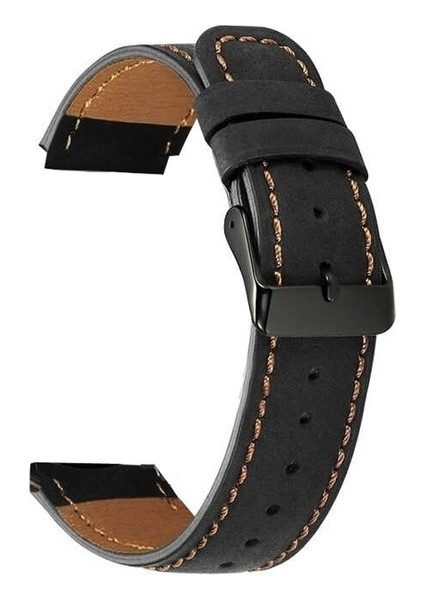 Honor Magicwatch 2 Classic 46MM Uyumlu Kordon Faux Deri Silikon Saat Kordonu 22/K29--SIYAH