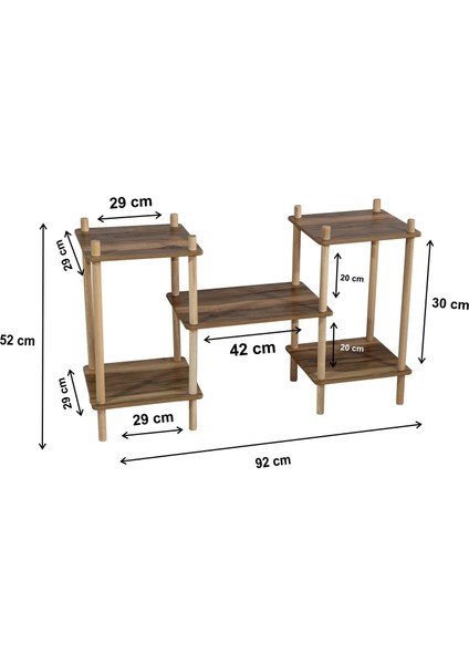 Asudehome Saksı Standı Bahçe 5 Raflı Saksılık Çiçek Rafı Ahşap Saksılık Çiçeklik No3